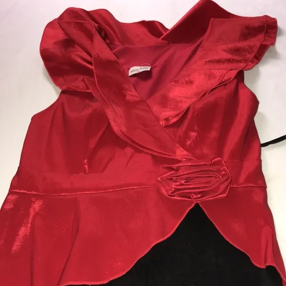 ❤️ Women’s Vintage MISS KIM Long Red & Black Formal Prom Sleeveless Dress Size? - Picture 3 of 11